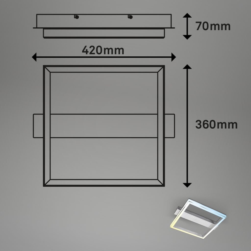 Briloner 3760-019 - Reguliuojamas lubinis LED šviestuvas FRAME LED/23W/230V 2700-6500K 42x36 cm + nuotolinis valdymas