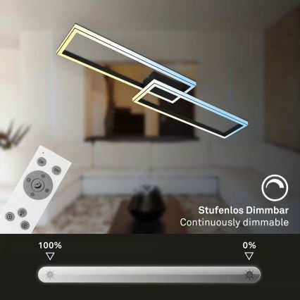 Briloner 3761015 - Dimeriuojamas LED lubų šviestuvas LED/45W/230V 2700-6500K juodas + nuotolinis valdymas