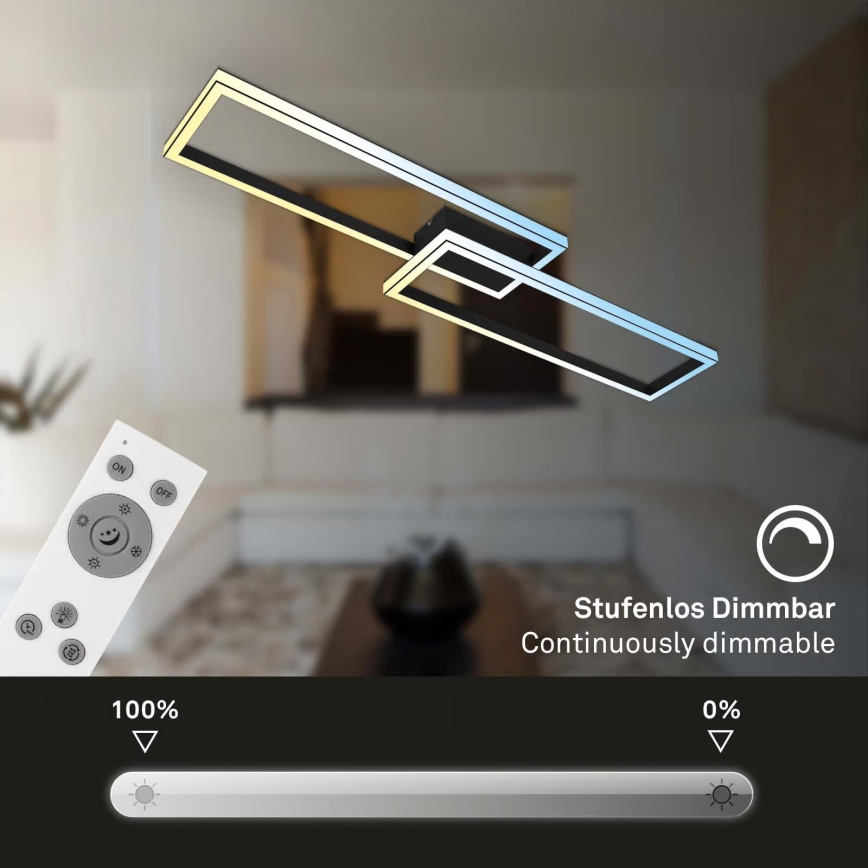 Briloner 3761015 - Dimeriuojamas LED lubų šviestuvas LED/45W/230V 2700-6500K juodas + nuotolinis valdymas