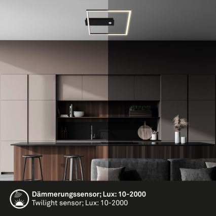 Briloner 3770-015 - LED lubų šviestuvas su judesio ir sutemų jutikliu FRAME LED/14W/230V 3000K 30x32 cm juodas