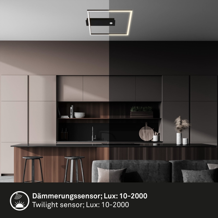 Briloner 3770-015 - LED lubų šviestuvas su judesio ir sutemų jutikliu FRAME LED/14W/230V 3000K 30x32 cm juodas