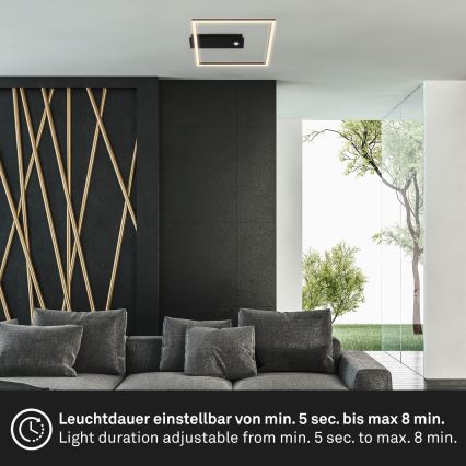 Briloner 3770-015 - LED lubų šviestuvas su judesio ir sutemų jutikliu FRAME LED/14W/230V 3000K 30x32 cm juodas