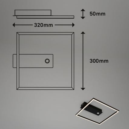 Briloner 3770-015 - LED lubų šviestuvas su judesio ir sutemų jutikliu FRAME LED/14W/230V 3000K 30x32 cm juodas