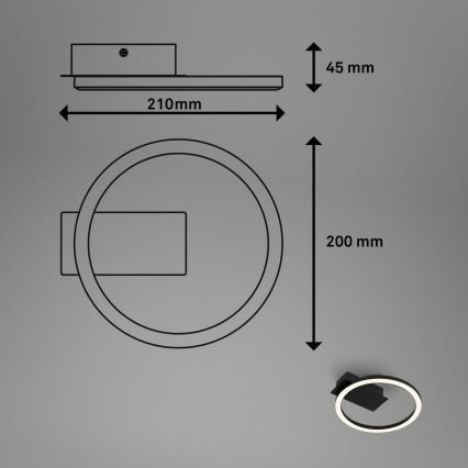 Briloner 3778-015 - LED lubinis šviestuvas FRAME LED/5W/230V skersmuo 20 cm juodas