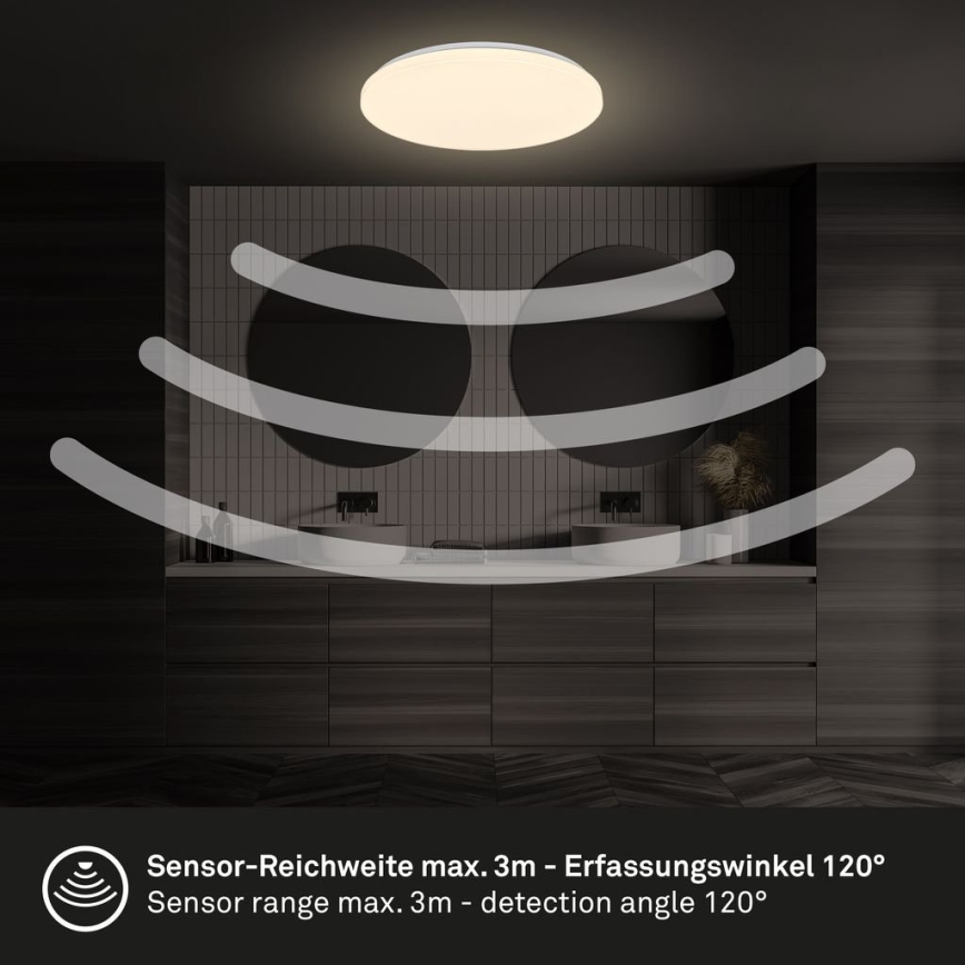 Briloner 3827-016 - LED lubinis vonios šviestuvas su jutikliu WALK LED/13W/230V IP54 Ø 27 cm balta