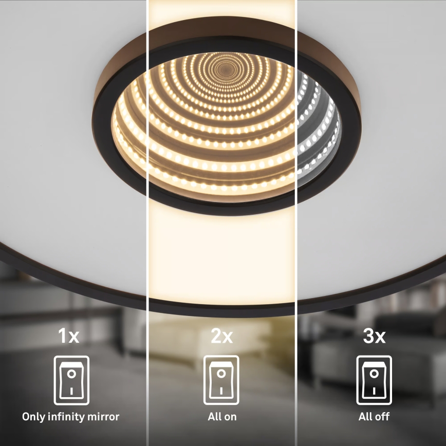 Briloner 3847015 - LED lubinis šviestuvas TORO LED/18W/230V Ø 42 cm juodas