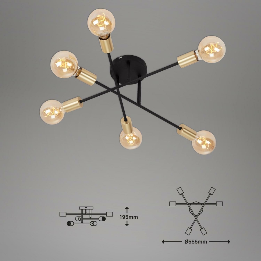 Briloner 3868-065 - Tvirtinamas sietynas BLACK STEEL 6xE27/60W/230V