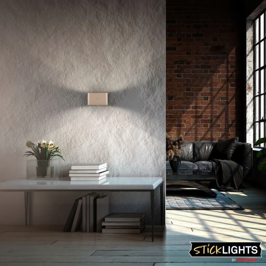 Briloner 3878011 - Įkraunamas LED sieninis šviestuvas CHAT su judesio ir sutemų jutikliu LED/3W/5V 2000 mAh smėlio spalvos