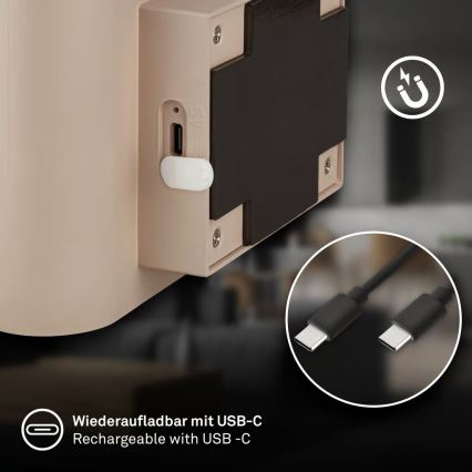 Briloner 3878011 - Įkraunamas LED sieninis šviestuvas CHAT su judesio ir sutemų jutikliu LED/3W/5V 2000 mAh smėlio spalvos