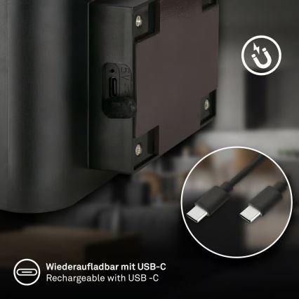 Briloner 3878015 - LED įkraunamas sieninis šviestuvas su judesio ir sutemų jutikliu CHAT LED/3W/5V 2000 mAh juodas