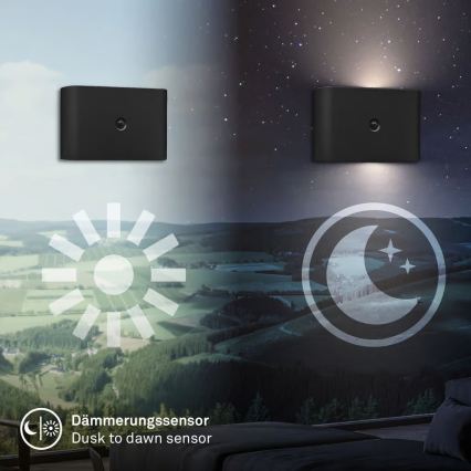 Briloner 3878015 - LED įkraunamas sieninis šviestuvas su judesio ir sutemų jutikliu CHAT LED/3W/5V 2000 mAh juodas