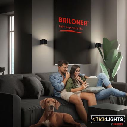 Briloner 3879015 - Įkraunamas LED sieninis šviestuvas su judesio ir sutemos jutikliu BORRA LED/1,5W/5V 3600 mAh juodas