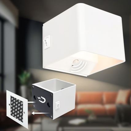 Briloner 3879016 - įkraunamas LED sieninis šviestuvas BORRA su jutikliu LED/1,5W/5V 3600 mAh baltas