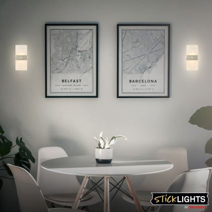 Briloner 3888012 - įkraunamas LED sieninis šviestuvas su judesio ir sutemos jutikliu AURA LED/2,5W/5V 1800 mAh matinis chromas