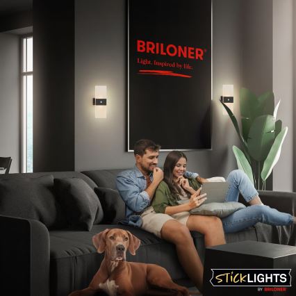 Briloner 3888015 - Įkraunamas sieninis LED šviestuvas AURA su judesio ir sutemos jutikliu, LED/2,5W/5V 1800 mAh, juodas