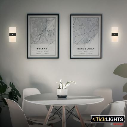 Briloner 3888015 - Įkraunamas sieninis LED šviestuvas AURA su judesio ir sutemos jutikliu, LED/2,5W/5V 1800 mAh, juodas