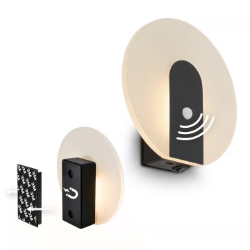 Briloner 3889015 - Įkraunamas LED sieninis šviestuvas su judesio ir sutemų jutikliu TARO LED/2,5W/5V 1800 mAh juodas