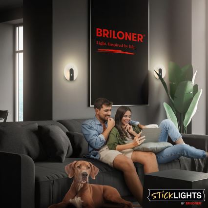 Briloner 3889015 - Įkraunamas LED sieninis šviestuvas su judesio ir sutemų jutikliu TARO LED/2,5W/5V 1800 mAh juodas