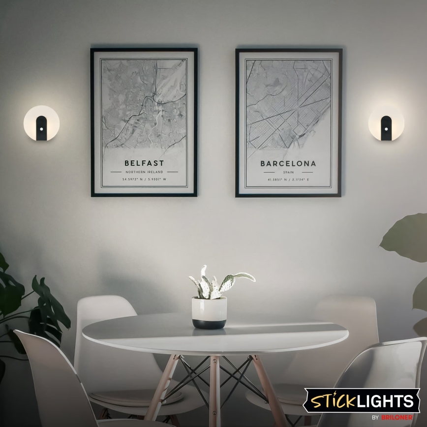 Briloner 3889015 - Įkraunamas LED sieninis šviestuvas su judesio ir sutemų jutikliu TARO LED/2,5W/5V 1800 mAh juodas