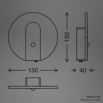 Briloner 3889015 - Įkraunamas LED sieninis šviestuvas su judesio ir sutemų jutikliu TARO LED/2,5W/5V 1800 mAh juodas