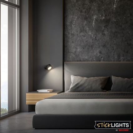 Briloner 3896015 - LED reguliuojamo ryškumo įkraunamas sieninis šviestuvas TARI LED/1,6W/5V 1500 mAh juodas