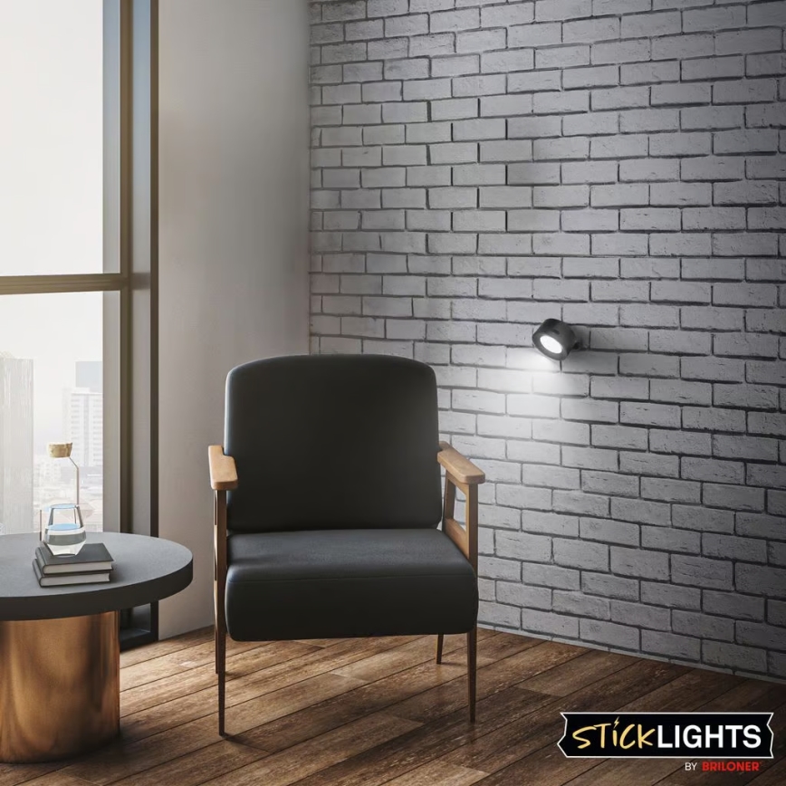 Briloner 3896015 - LED reguliuojamo ryškumo įkraunamas sieninis šviestuvas TARI LED/1,6W/5V 1500 mAh juodas