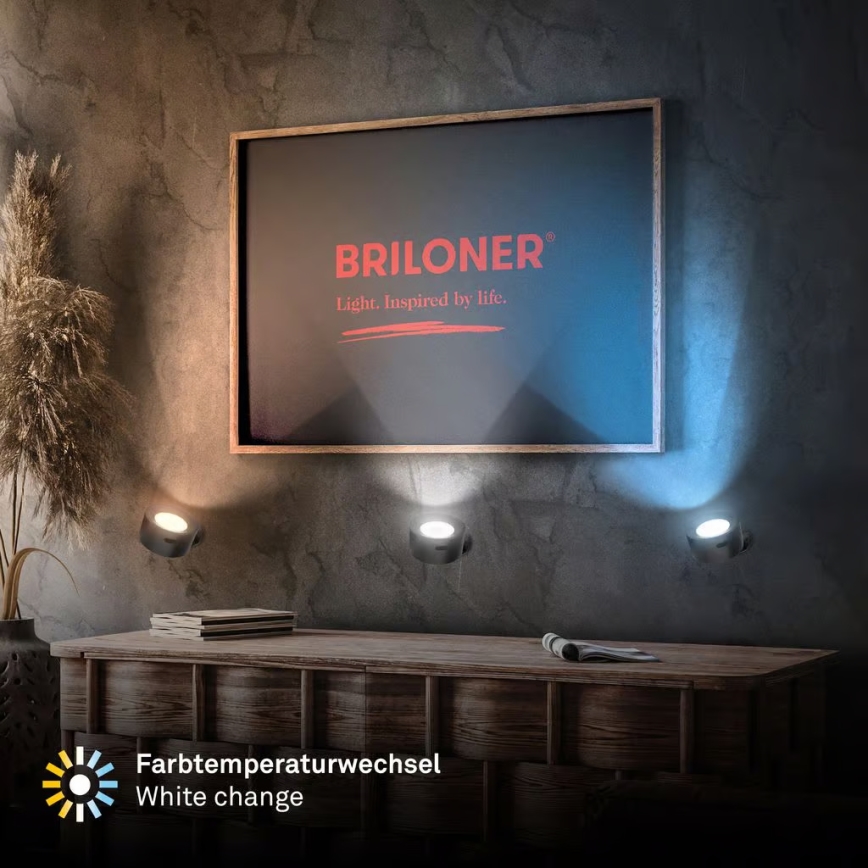 Briloner 3896015 - LED reguliuojamo ryškumo įkraunamas sieninis šviestuvas TARI LED/1,6W/5V 1500 mAh juodas