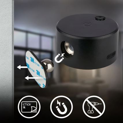 Briloner 3896015 - LED reguliuojamo ryškumo įkraunamas sieninis šviestuvas TARI LED/1,6W/5V 1500 mAh juodas