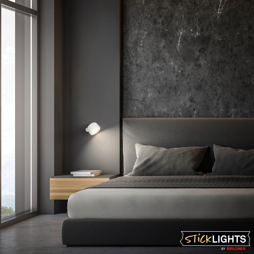 Briloner 3896016 - reguliuojamo ryškumo LED įkraunamas sieninis šviestuvas TARI LED/1,6W/5V 1500 mAh baltas