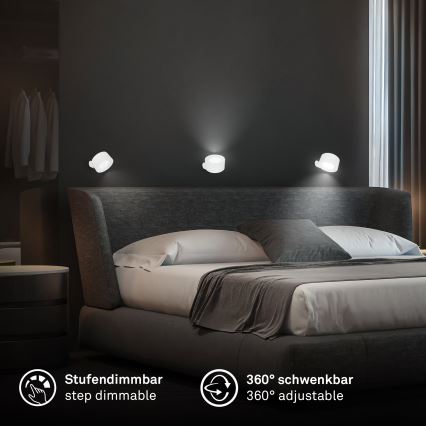 Briloner 3896016 - LED dimeriuojamas įkraunamas sieninis šviestuvas TARI LED/1,6W/5V 1500 mAh balta