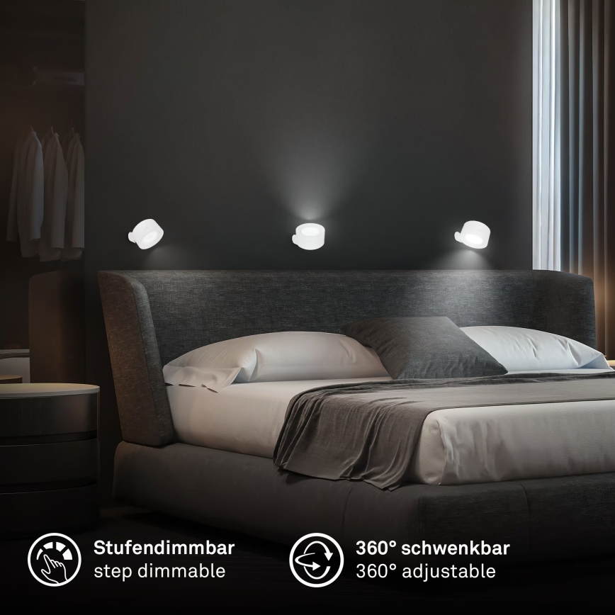 Briloner 3896016 - LED dimeriuojamas įkraunamas sieninis šviestuvas TARI LED/1,6W/5V 1500 mAh balta