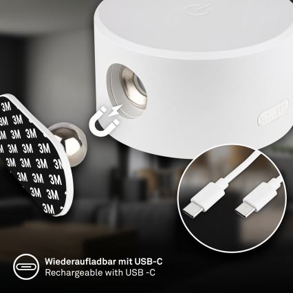 Briloner 3896016 - LED dimeriuojamas įkraunamas sieninis šviestuvas TARI LED/1,6W/5V 1500 mAh balta