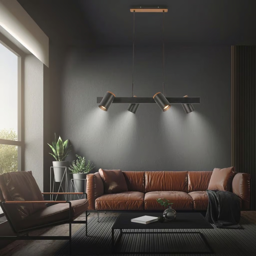 Briloner 4059045 - Pakabinamas šviestuvas ERA ant laido 4xGU10/10W/230V juodas