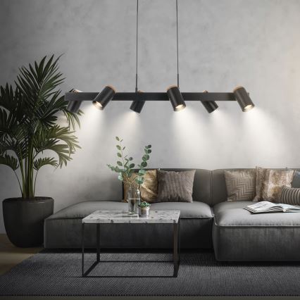 Briloner 4059065 - Pakabinamas šviestuvas su laidu ERA 6xGU10/10W/230V juodas