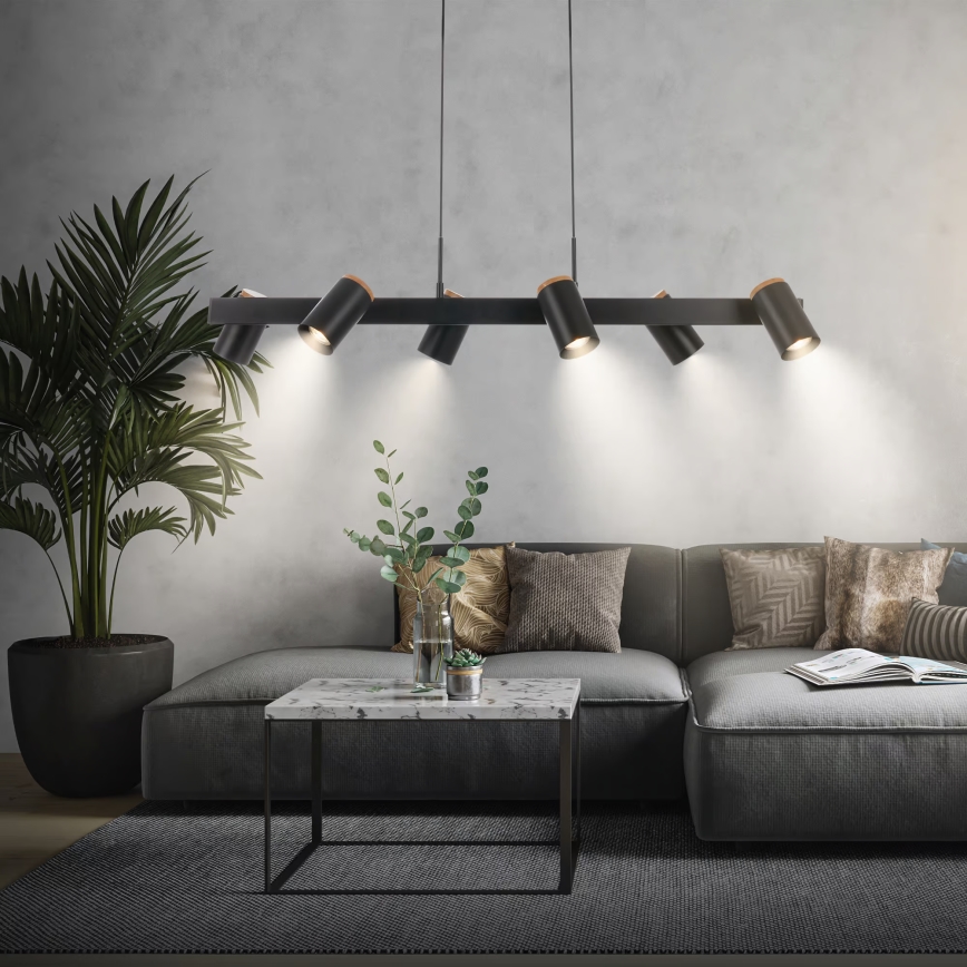 Briloner 4059065 - Pakabinamas šviestuvas su laidu ERA 6xGU10/10W/230V juodas