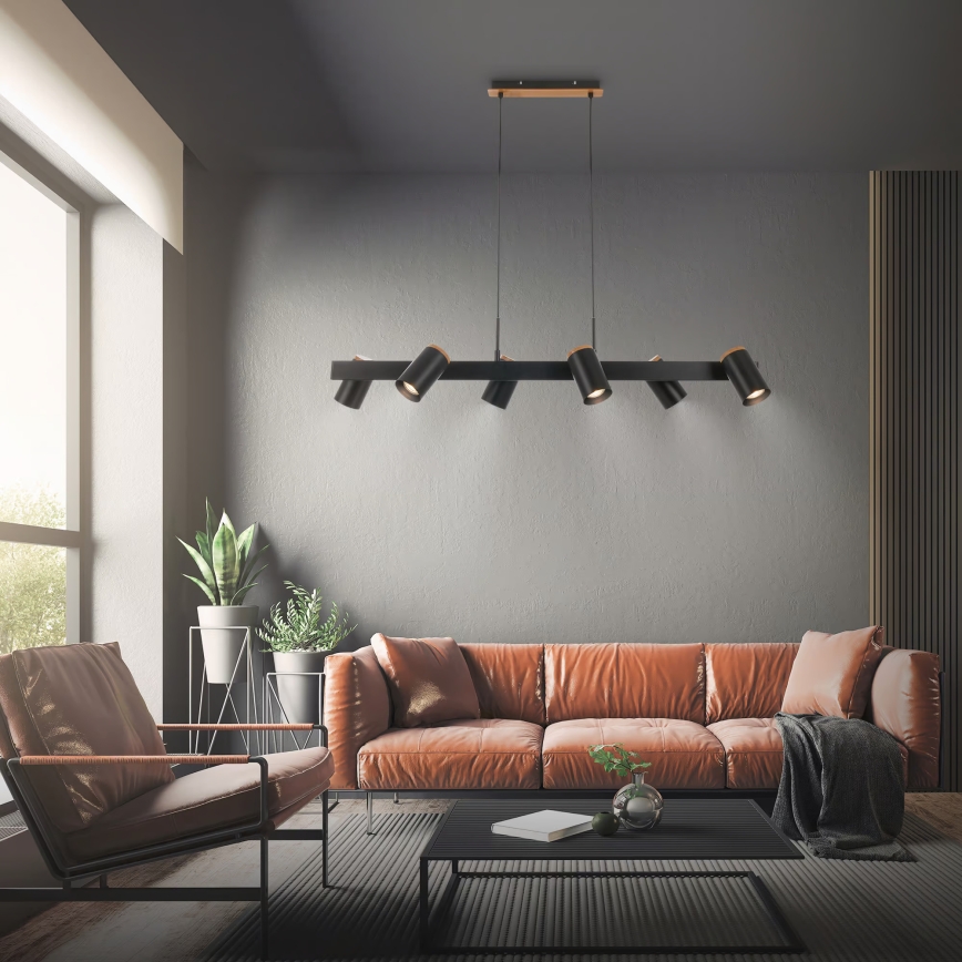 Briloner 4059065 - Pakabinamas šviestuvas su laidu ERA 6xGU10/10W/230V juodas