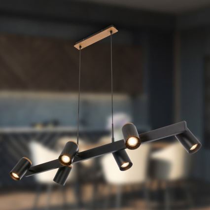 Briloner 4059065 - Pakabinamas šviestuvas su laidu ERA 6xGU10/10W/230V juodas