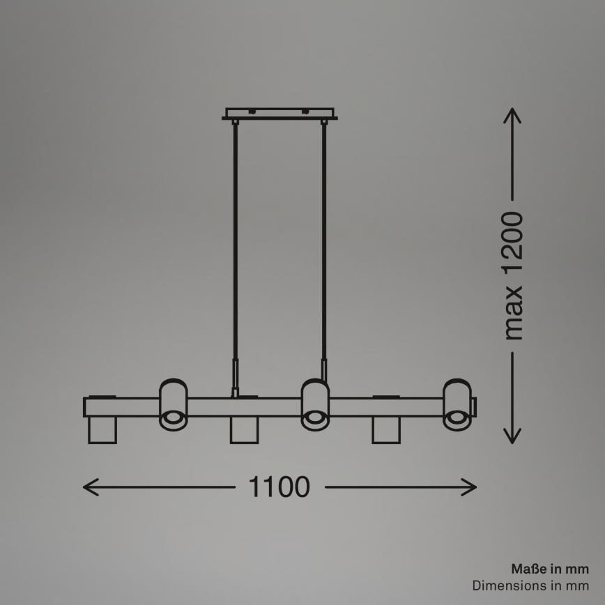 Briloner 4059065 - Pakabinamas šviestuvas su laidu ERA 6xGU10/10W/230V juodas