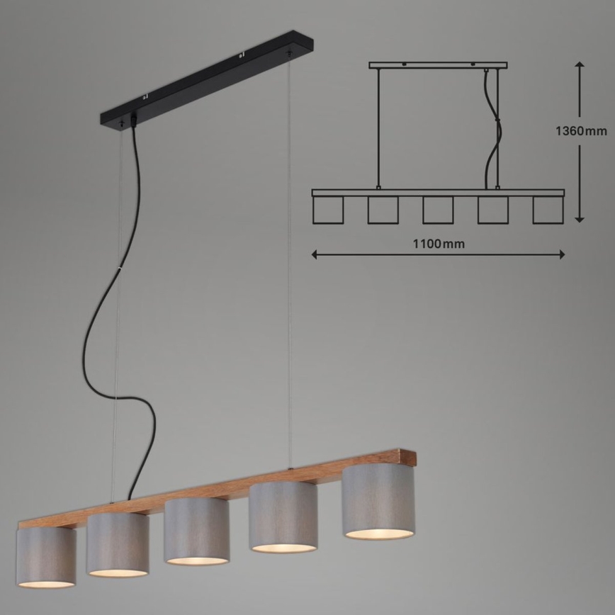 Briloner 4075-054 - Pakabinama liustra ant kabelio 5xE14/25W/230V