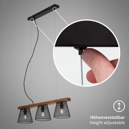 Briloner 4077-035 - Pakabinamas sietynas WOOD & STYLE 3xE14/25W/230V kaučiukas