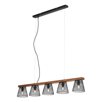 Briloner 4077-055 - Pakabinamas šviestuvas ant laido WOOD & STYLE 5xE14/25W/230V kaučiukmedis