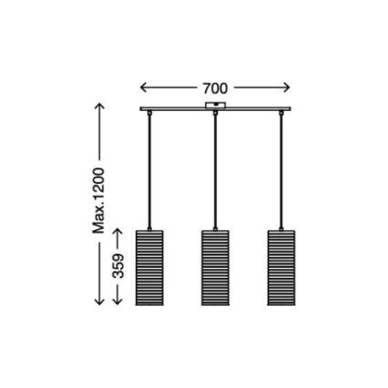 Briloner 4313-038 - Sietynas, kabinamas ant virvės 3xE27/60W/230V