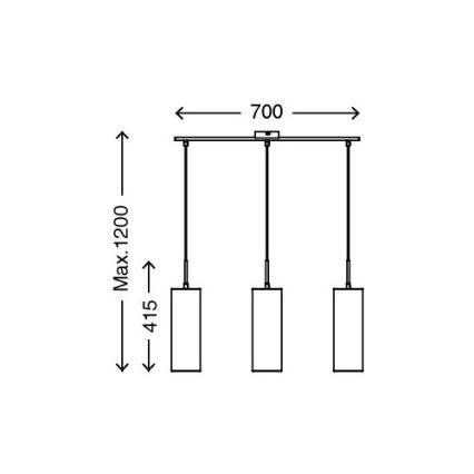 Briloner 4712-034 - Sietynas, kabinamas ant virvės 3xE27/25W/230V