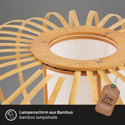 Briloner 4759011 - Pakabinamas šviestuvas ant laido 1xE27/10W/230V juodas/bambukas