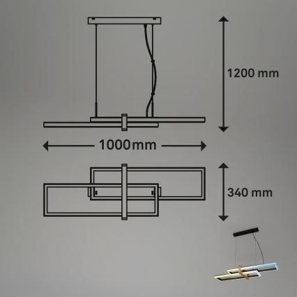 Briloner 4768015 - dimeriuojama LED liustra ant laido LED/44W/230V 2700-6500K 100 cm + nuotolinis valdymas