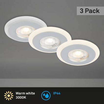 Briloner 7039034 - KOMPLEKTAS 3x LED vonios įmontuojamų šviestuvų, LED/5W/230V, IP44, matinio chromo