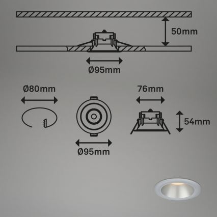 Briloner 7041-034 - KOMPLEKTAS 3x LED įleidžiamas lubinis vonios šviestuvas LED/4,9W/230V IP44 sidabras