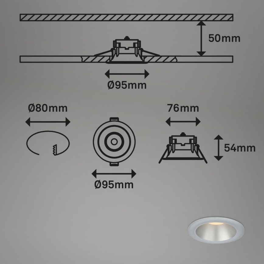 Briloner 7041-034 - KOMPLEKTAS 3x LED įleidžiamas lubinis vonios šviestuvas LED/4,9W/230V IP44 sidabras