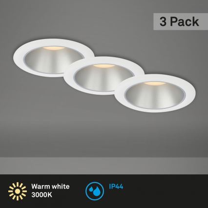 Briloner 7041-036 - KOMPLEKTAS 3x LED įleidžiamas lubinis vonios šviestuvas LED/4,9W/230V IP44 balta