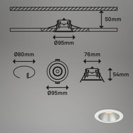 Briloner 7041-036 - KOMPLEKTAS 3x LED įleidžiamas lubinis vonios šviestuvas LED/4,9W/230V IP44 balta